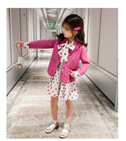 Girls Casual Blazer Solid Color Dot Dress Set Suit