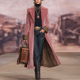 Patchwork Lace Gold Velvet Suit Long Coat Women's Wear