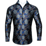 Floral Long Sleeve Silk Shirts Men