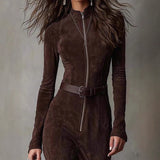 Slim Zipper Dress Elegant Temperament Split Long-sleeved Dresses
