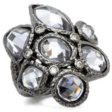 0W120 - Ruthenium Brass Ring with AAA Grade CZ in Light Amethyst