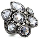 0W120 - Ruthenium Brass Ring with AAA Grade CZ in Light Amethyst