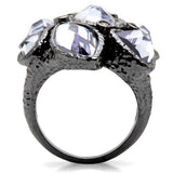 0W120 - Ruthenium Brass Ring with AAA Grade CZ in Light Amethyst