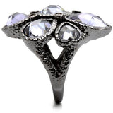 0W120 - Ruthenium Brass Ring with AAA Grade CZ in Light Amethyst