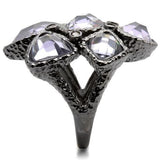 0W120 - Ruthenium Brass Ring with AAA Grade CZ in Light Amethyst