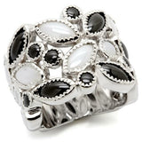 0W272 - Rhodium Brass Ring with Milky CZ in Multi Color