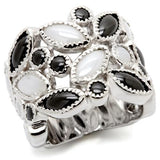 0W272 - Rhodium Brass Ring with Milky CZ in Multi Color