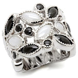 0W272 - Rhodium Brass Ring with Milky CZ in Multi Color