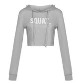 Women Fashion Active Hoodies Long Sleeve Crop Top