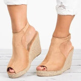 Women's Wedge High Heel Fish Mouth Roman Sandals