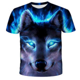 3D Digital Printing Wolf Round Neck Short Sleeve T-Shirt