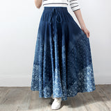 Denim Skirt, Half-length, Large-length Skirt, Printed High-waisted Skirt