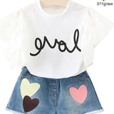Girls Clothing Sets 2 pcs T-shirt Hole Pants Set