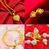 Sand Gold Jewelry Dragon and Phoenix Four-piece Set Valentine Gift