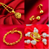 Sand Gold Jewelry Dragon and Phoenix Four-piece Set Valentine Gift