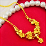 Sand Gold Jewelry Dragon and Phoenix Four-piece Set Valentine Gift