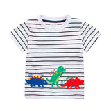 Striped Dinosaur Boys Short-sleeved T-shirt