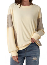 Striped Color-blocked Round Neck Versatile Casual Long-sleeved Sweatshirt