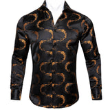Floral Long Sleeve Silk Shirts Men