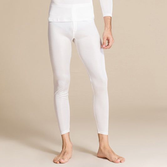 Men's Silk Knitted Warm Trousers Mulberry Silk Comfortable Thin Leggings Compression Pants Slim Fit Long Johns