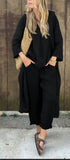 2pcs Long-sleeved Suits Loose V-neck Long Top And High Waist Wide Leg Pants