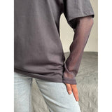 Faux Layered Round Neck Mesh Sleeve Top