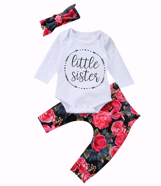 Girls Clothing Set with Cotton Long-sleeved Color Hair Band