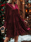 Long Sleeve Skirt Velvet Cake Dresses