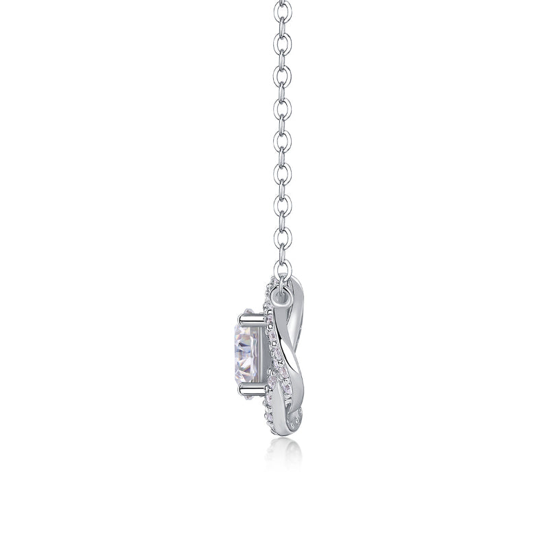 Silver necklace with a pendant on a white background