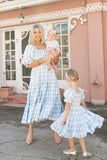 Fashion Floral Square Collar Lantern Sleeve Mother-daughter