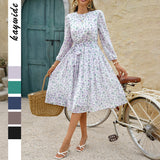 Vacation Style Polka Dot Long Sleeve Maxi Dress