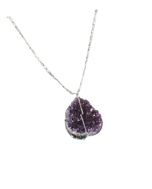 Druse Crystal Pendant on Silver Chain
