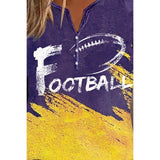 FOOTBALL Graphic Notched Neck Long Sleeve T-Shirt