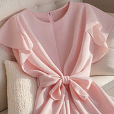 Women's Elegant Short-sleeved Thin Shirt Lace-up Pullover