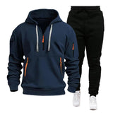Men's Hooded Multi-Pocket Pullover Sweatshirt