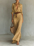 Elegant Button Lapel Long-sleeved Shirt Dresses