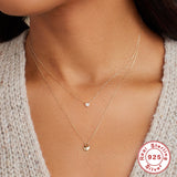 S925 Sterling Silver Simple Heart-shaped Diamond Necklace Valentine's Day Gift