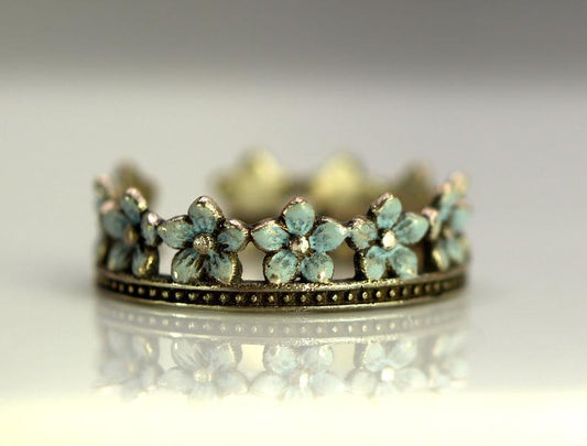 Fashionable Vintage Floral Crown Open Ring