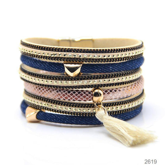 Denim Ladies Bracelet Leather Multilayer Magnetic Buckle Jewelry