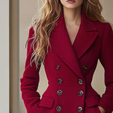 Double Breasted Long Women's Coat Fashion Reversible Woolen Jacket