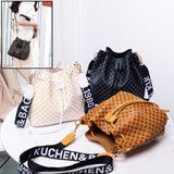 Printed Bucket Bag PU Multi Layer Soft Leather
