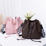 Printed Bucket Bag PU Multi Layer Soft Leather