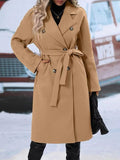 Trench Coat With Belt Winter Fashion Solid Color Long Jacket Outwear Women Clothing