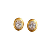 Silver Needle Micro Inlaid Zircon Brushed Geometric Ear Studs