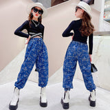 Girls' Loose Jeans Big Kids Long-sleeved Bottoming Shirt