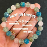Handwoven Elastic Rope Bracelet With Crystal Chalcedony And Agate