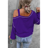 Tiger Graphic Long Sleeve Asymmetrical Neck Top