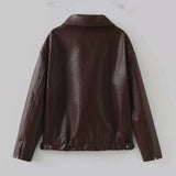 Solid Color Lapel Zipper Jacket