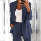 Ins Button Casual Suit Fashion Long-sleeved Lapel Blazer Women