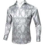 Floral Long Sleeve Silk Shirts Men